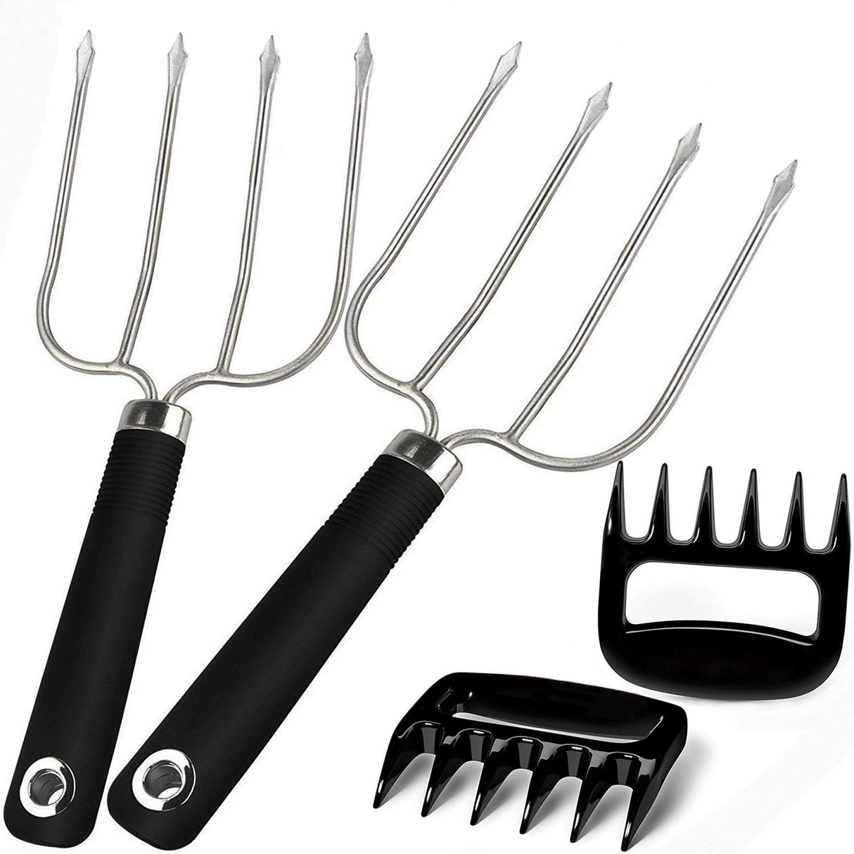 Turkey Lifting Forks, Meat Claws, Strong Endurance Stainless Steel Poultry Chicken Fork, Ultra-Sharp Roast Ham Forks. Easily Lift, Handle Meats - Essential for BBQ & Thanksgiving Pros, 4 Pcs MTNZXZ