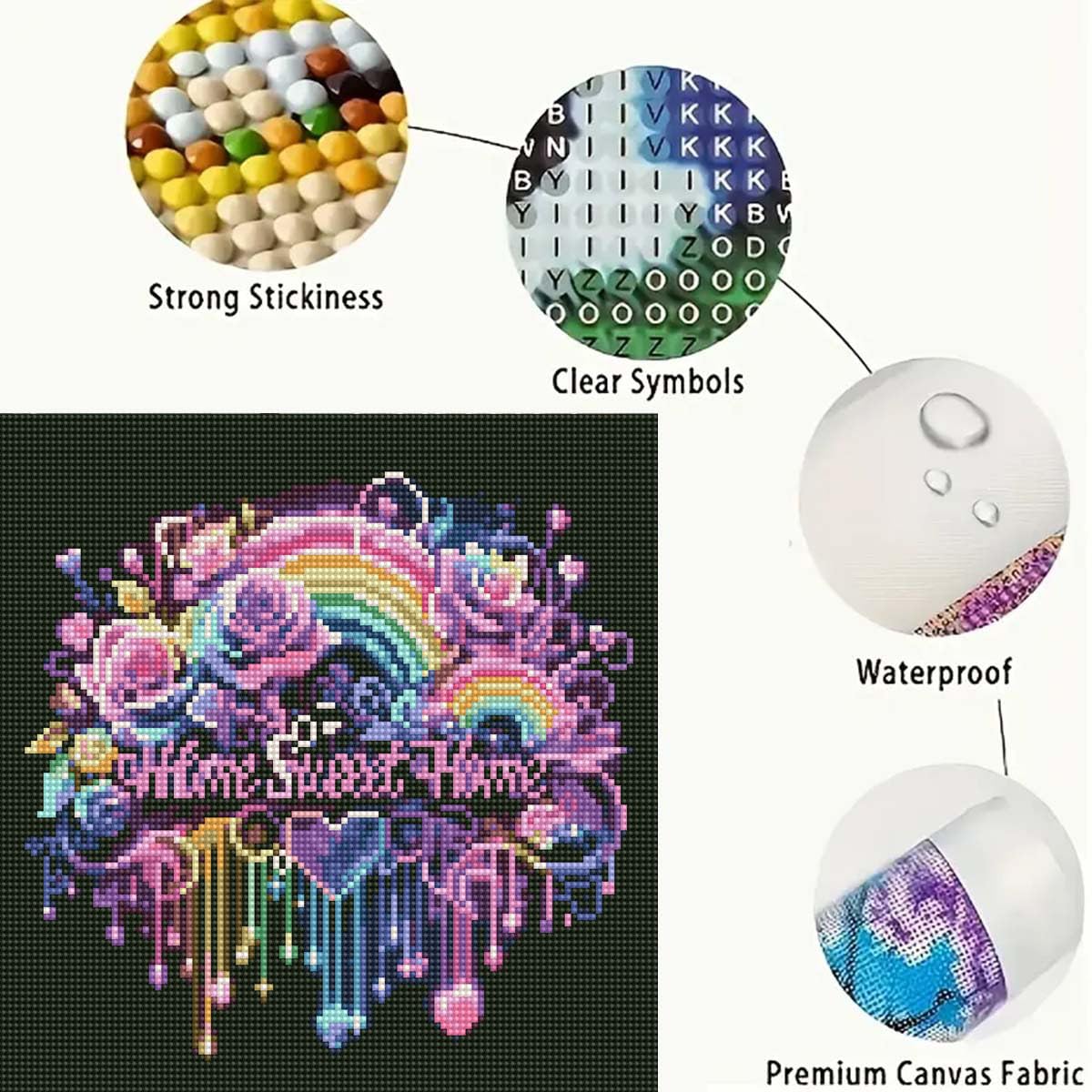 Rainbow Rose Diamond Painting Kits for Adults Beginners, Diamond Art Kit for Sweet Home,DIY Full Round Drill Diamond Dot Gem Art Kits for Adults Home Wall Decor 13.8 x 13.8 inch GEMFAMILY