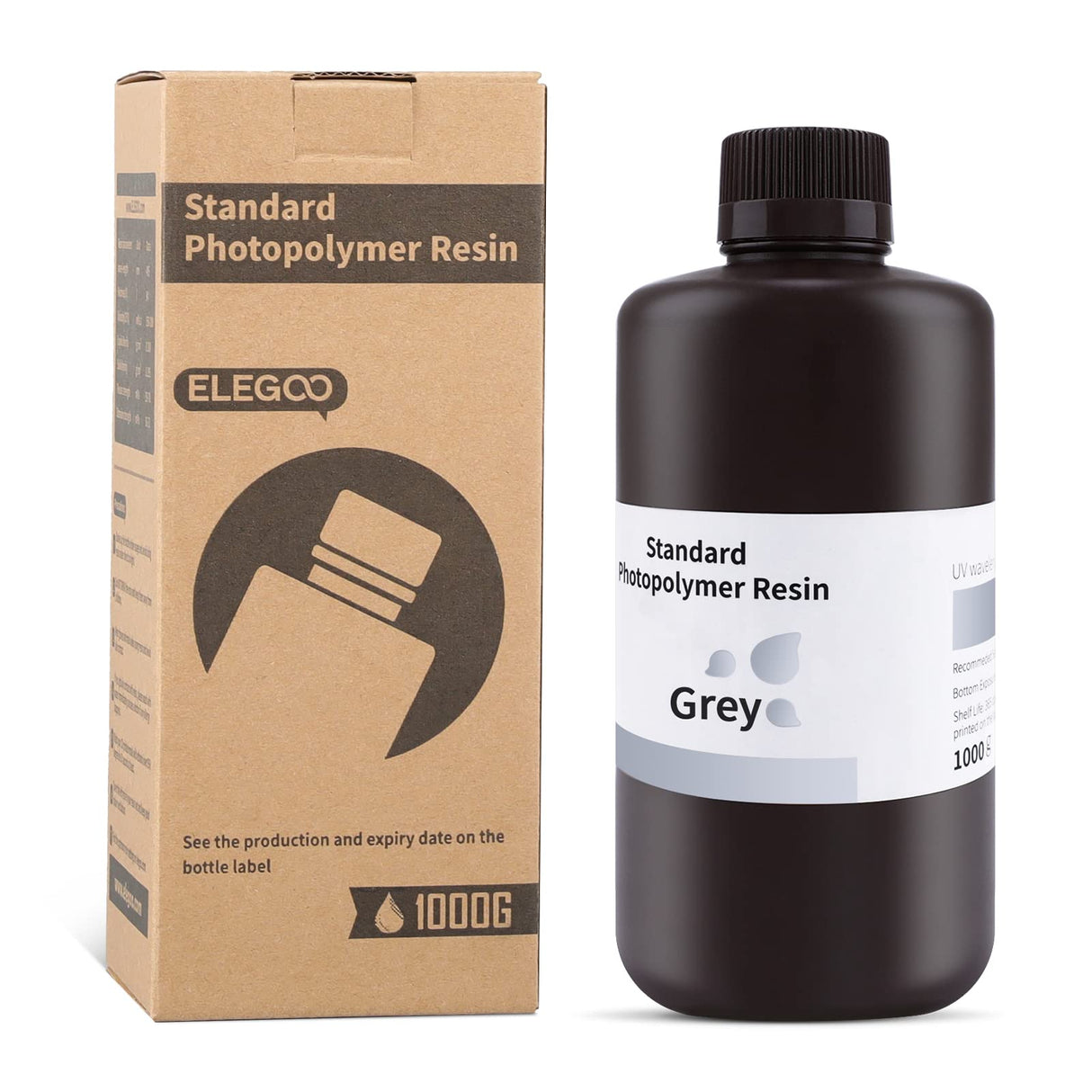 ELEGOO 3D Printer Resin, 405nm Fast UV Curing Standard Photopolymer Resin, High Precision, Non Toxic 3D Resin for Saturn 4/Saturn 3/Mars 5/Mars 4, LCD/MSLA/DLP 3D Printing, Grey 1000G Deeplee