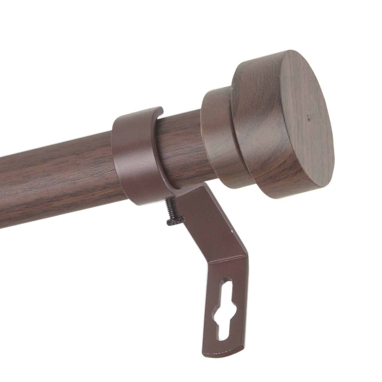 Rod Desyne 1" Bonnet Faux Wood Single Curtain Rod, 48-84 inch, Dark Walnut Rod Desyne