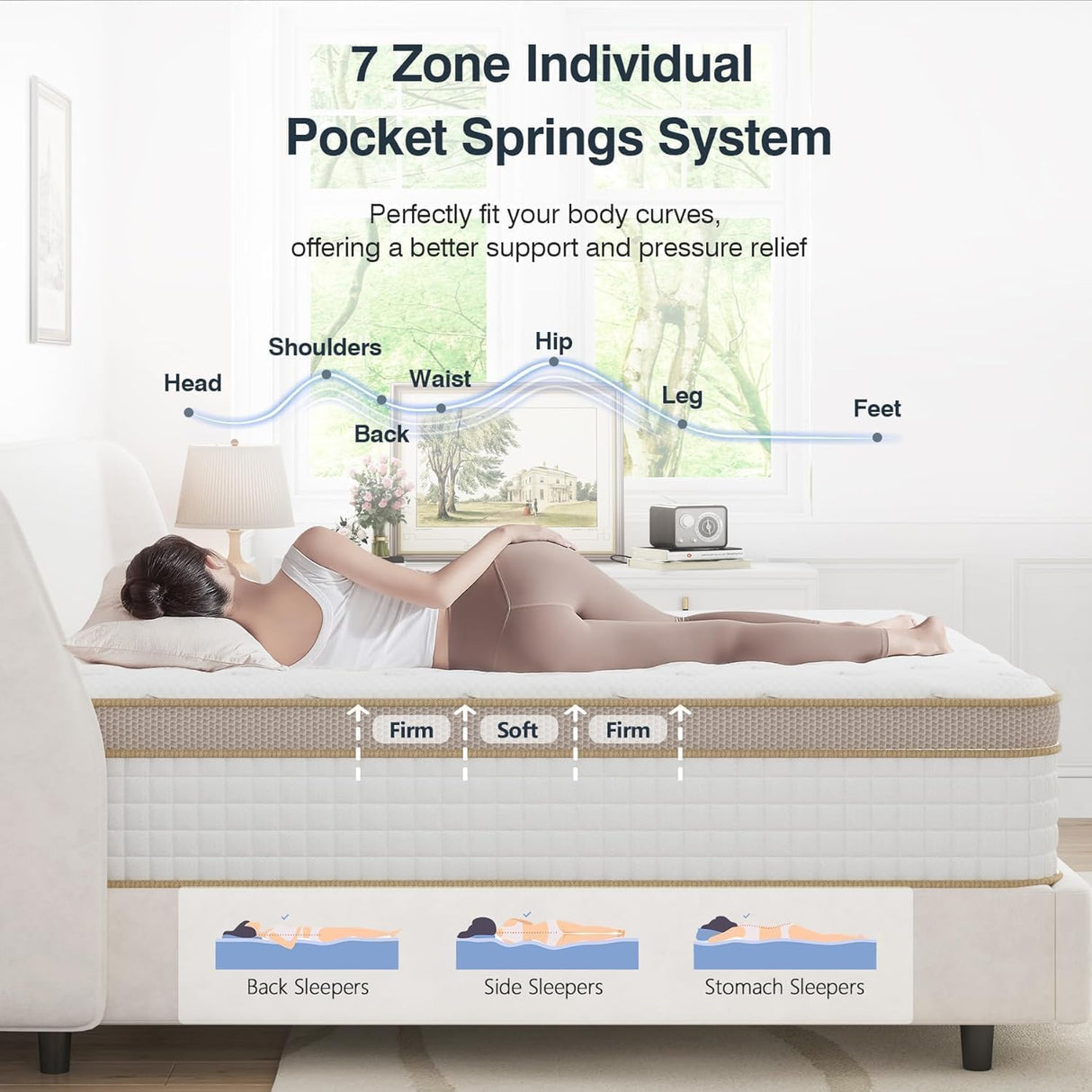 King Size Mattress, Upgrade Strengthen Firm 12 Inch Hybrid King Mattress in A Box, mattress king With High Density Memory Foam and Independent Pocket Springs, Strong Edge Support,Relieve Back Pain EEN EEN SLEEP