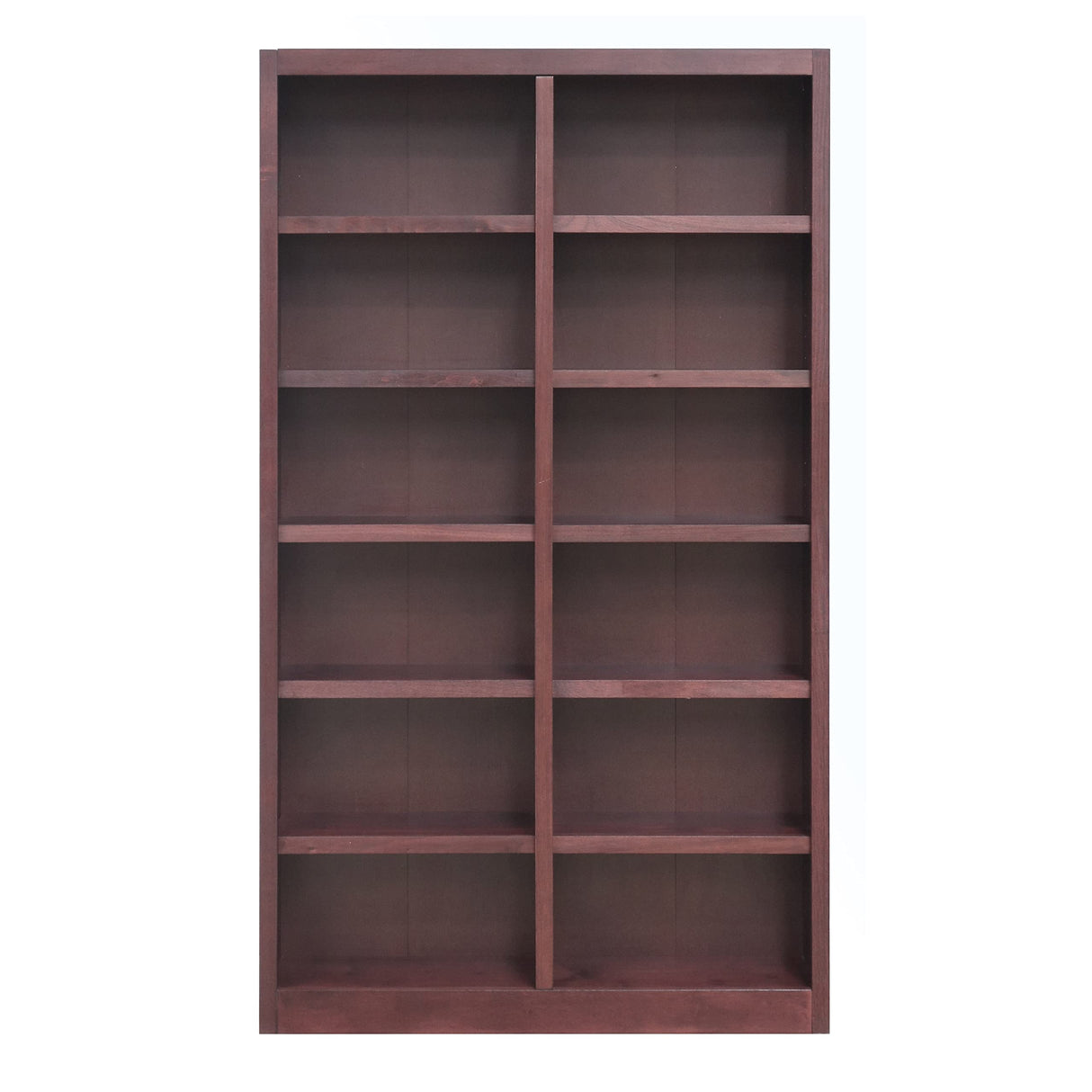 84" Cherry Finish Double Wide Bookcase with 10 Adjustable Shelves by Concepts In Wood Concepts In Wood