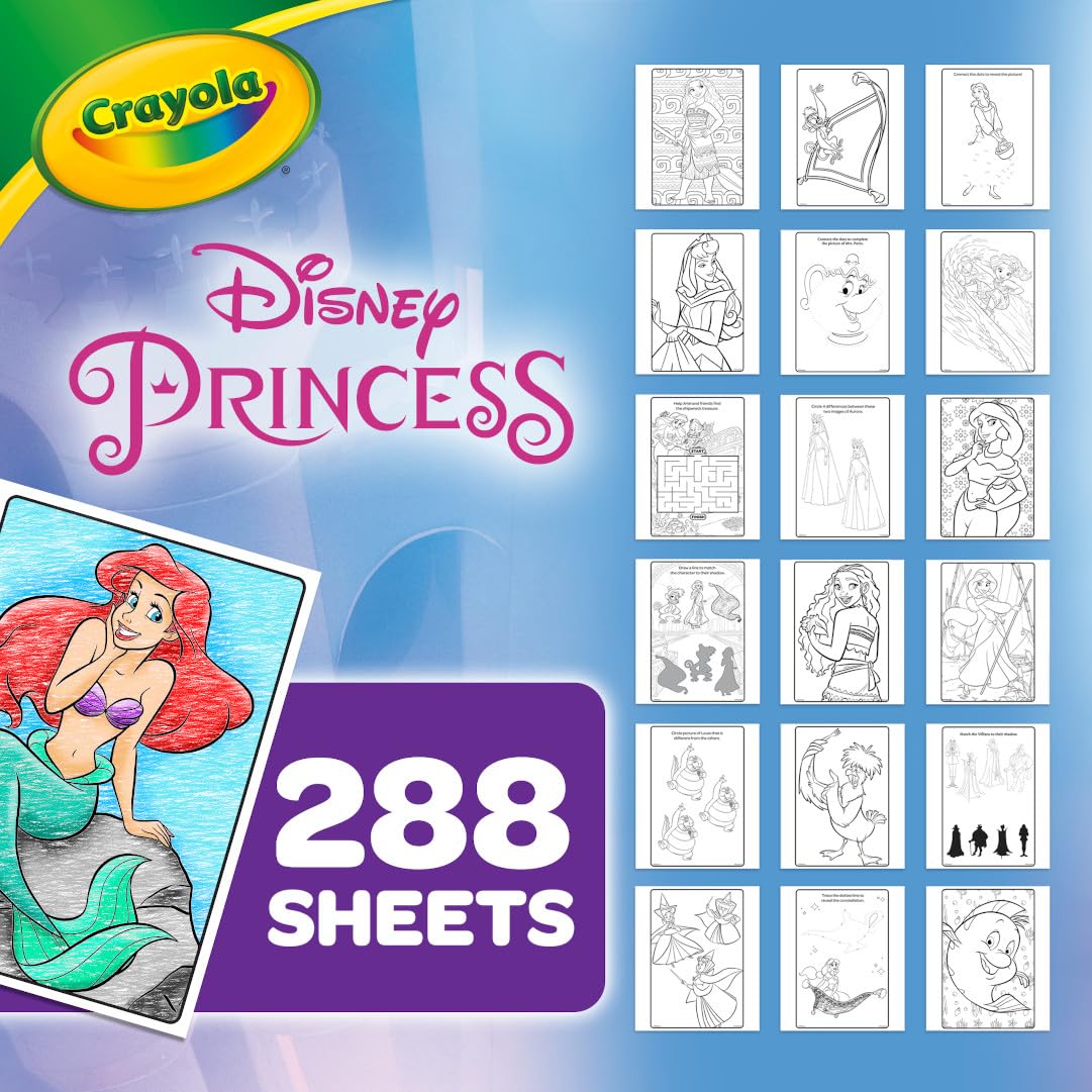 Crayola Disney Princess Coloring Book with Stickers, Gift for Kids, 288 Pages, Ages 3, 4, 5, 6 Crayola