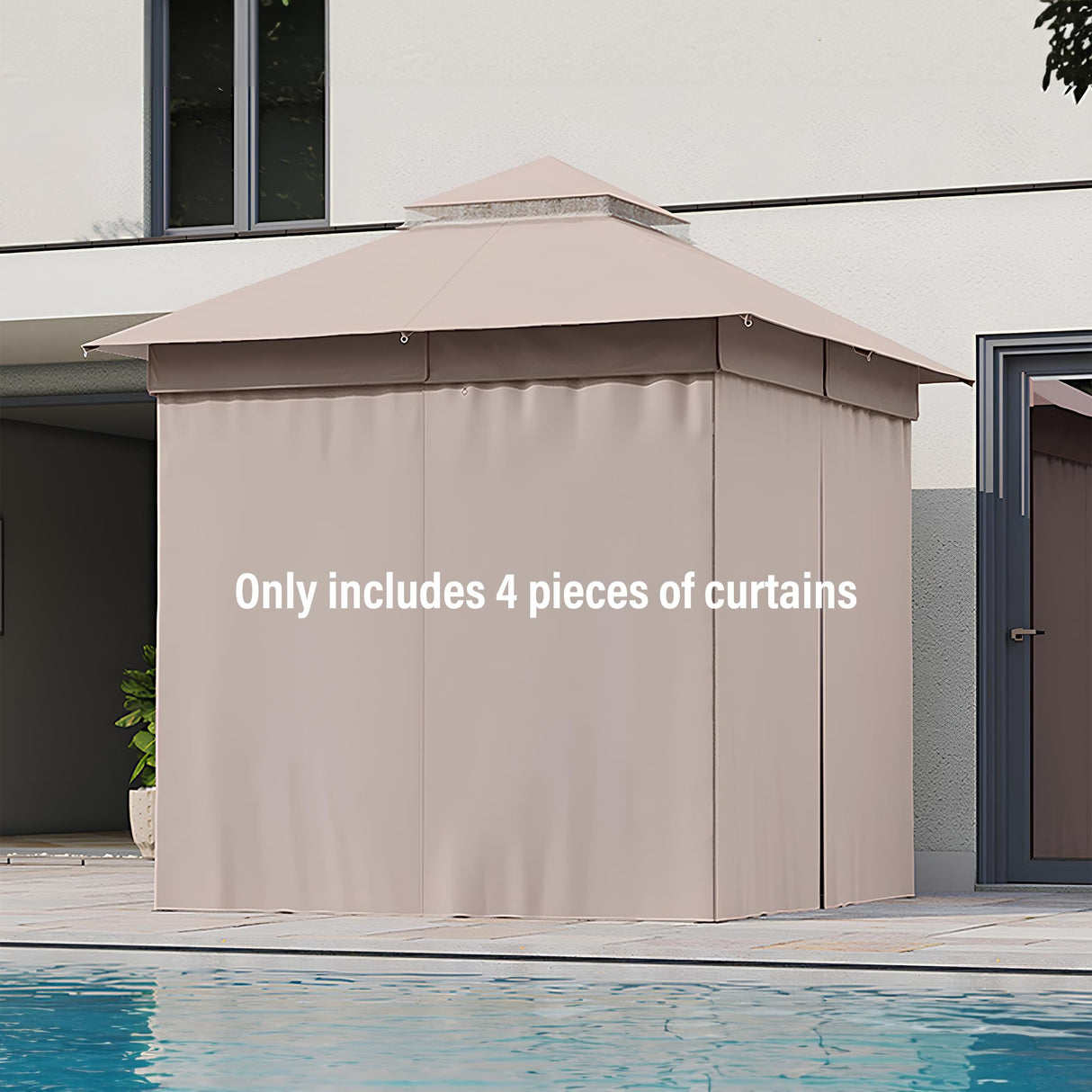 LAUSINT Home Privacy Curtains with Zipper, 4-Panels Universal Replacement Velcro Side Wall for 8'X8' Gazebo Canopy Tent, Khaki LAUSAINT HOME