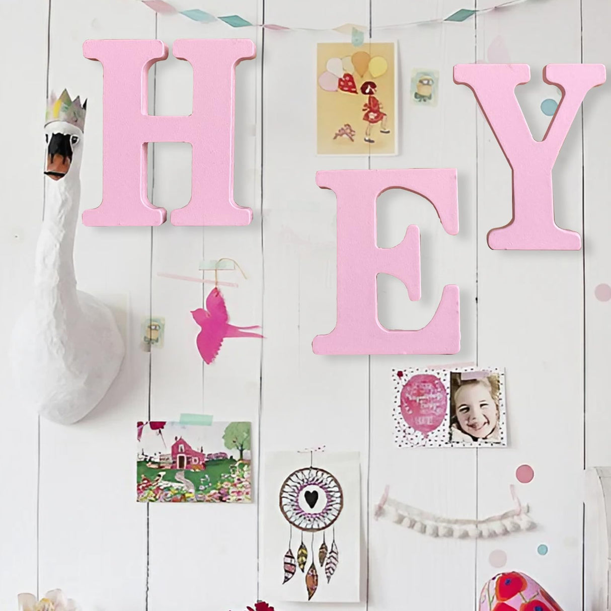 AOCEAN 8 Inch Pink Wood Letters Unfinished Wood Letters for Wall Decor Decorative Standing Letters Slices Sign Board Decoration for Craft Home Party Projects (J) AOCEAN