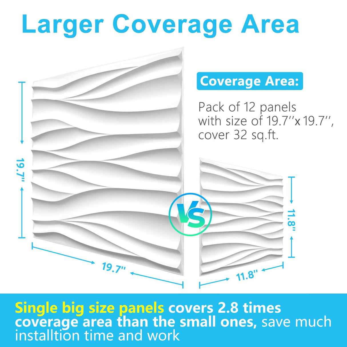 STICKGOO Wave Wall Panels for Interior Wall Decor, White 3D Wall Panels Accent Wall, Paintable 3D Wall Decor Covering Panels for Living Room Bedroom, Pack of 12 Tiles STICKGOO