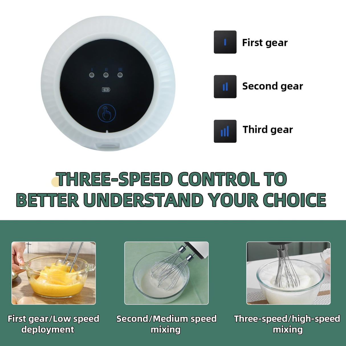 3 Speed Hand Mixer with Flex Edge Beaters-HM903 (milky white) SUNHAIXIA