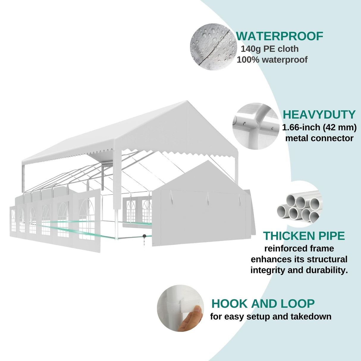 YITAHOME 20x40 ft Party Tent Outdoor Wedding Event Shelters Heavy Duty Upgraded Galvanized Canopy with Large White Roof, Removable Sidewalls & 4 Storage Bags YITAHOME