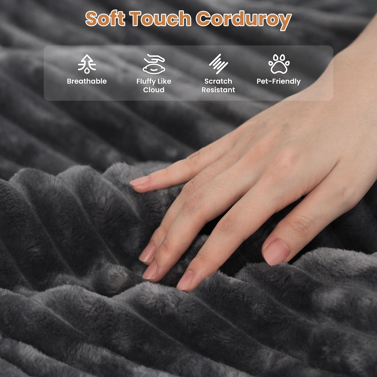 ovios Modular Sectional Sofa Couch with L-Shape Chaise Ottoman, Comfy Plush Corduroy Cloud Couches, Modern Deep Seat Sofas Set for Living Room, 5-Seater, Grey ovios