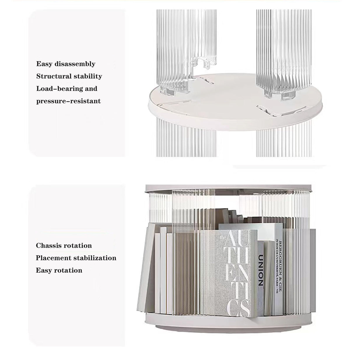 360° Rotating White Bookshelf Tower - 5-Tier Spinning Storage for Small Spaces ZXFWRJDJ