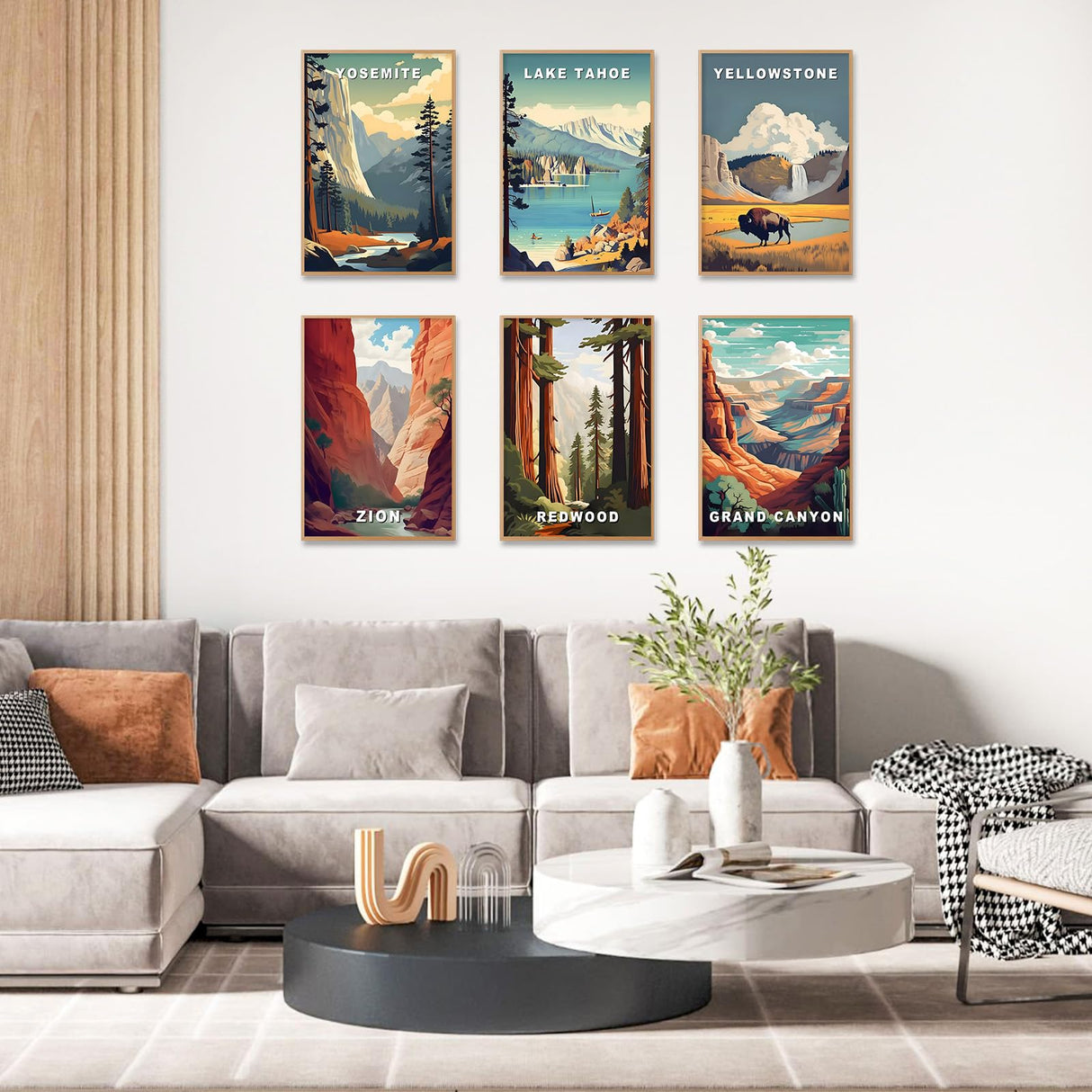 6 Pack Paint by Numbers Kit for Adults, National Park Adult Paint by Number Kits on Canvas Without Frame for Beginner, Mountains Lake Acrylic Oil Painting by Numbers Kits for Home Decor 8 x 12 Inch Camocin