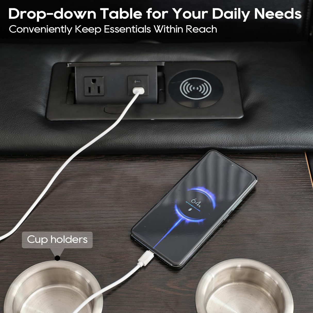 Manual Recliner Sofa Set 3 Piece with Wireless Charger for Living Room,Leather 3 Seater Reclining Couch with Bass Speaker and Loveseat Theater Seating,Home Electric Recliner Chair with LED Light,Black Comfort Stretch