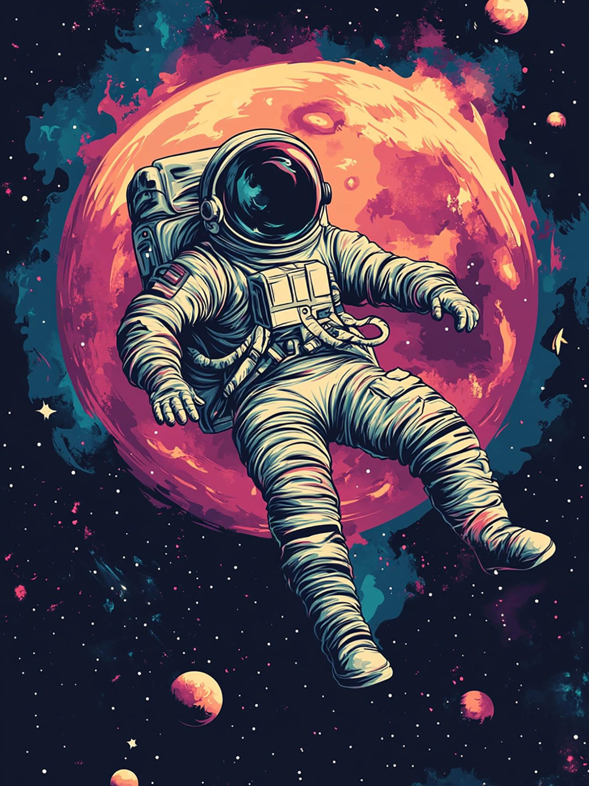 Yomiie 5D Diamond Art Kits for Adults, Astronaut Diamond Painting Art Moon DIY Full Round Drill Kits, Embroidery Rhinestone Diamond Crystal Craft Canvas Home Wall Decor 12x16 inch Yomiie