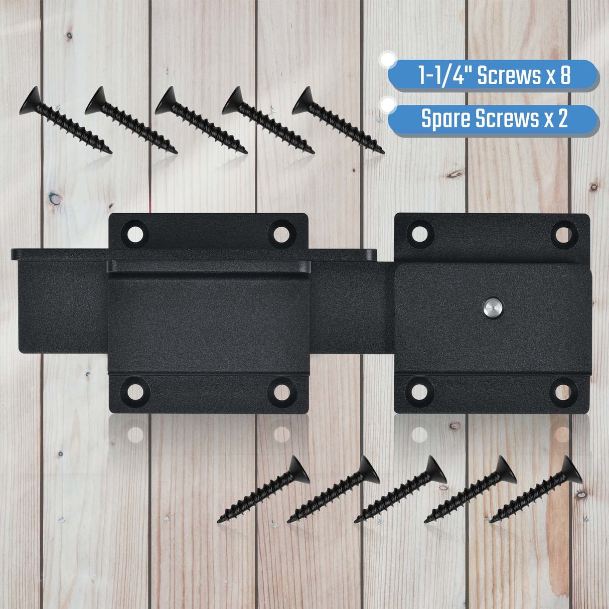 Steinwhale 1Pack Flip Gate Latch Lock with Padlock Hole, 3.5mm Aluminum Alloy Door Latch for Outdoor Wooden Fence, Swing Open Gate, Double Gate, Barn Door, Shed, Vinyl Fence, Yard, Black Steinwhale