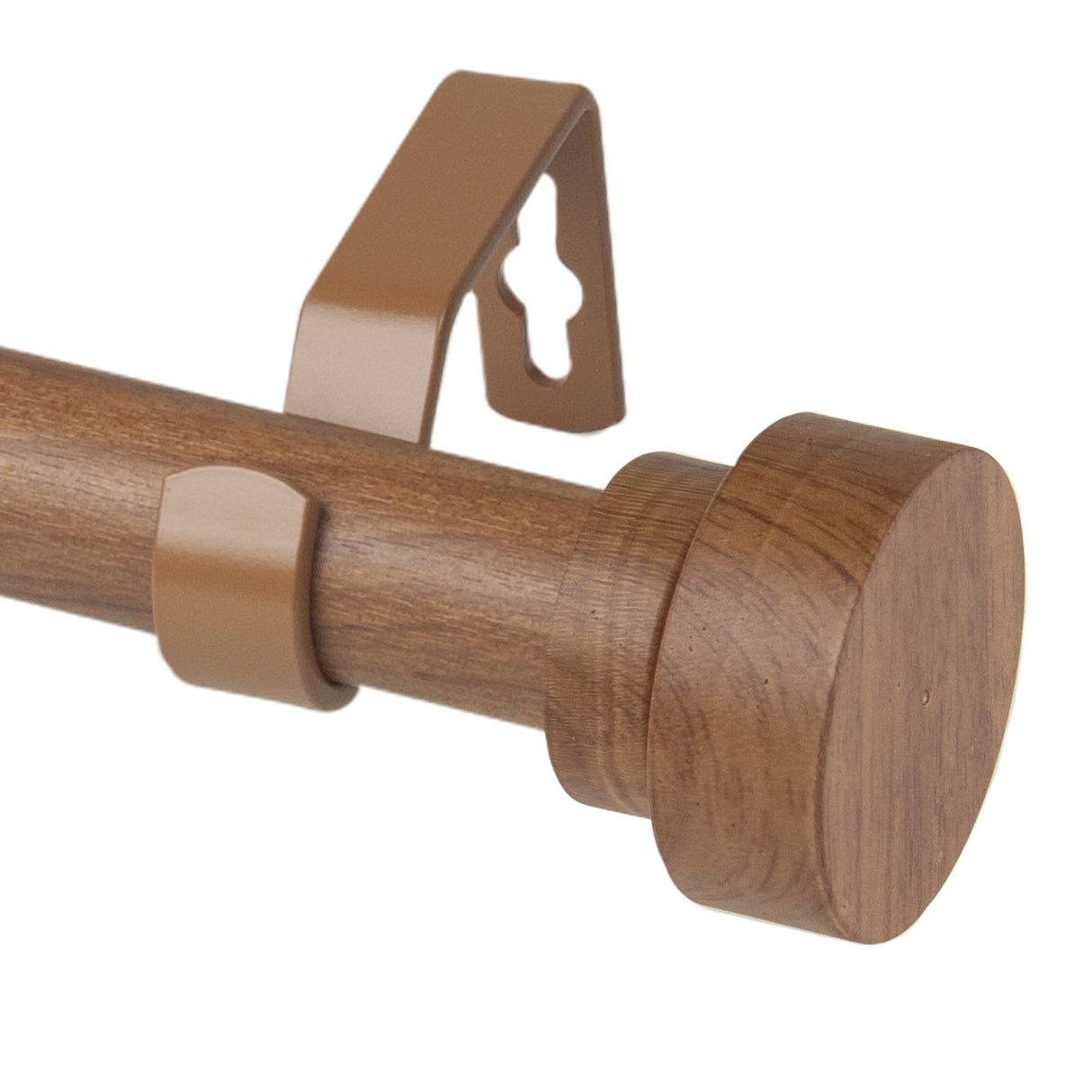 Rod Desyne W100-37-48W3 1" Bonnet Faux Wood Single Curtain Rod, 48-84 inch, Chestnut Rod Desyne