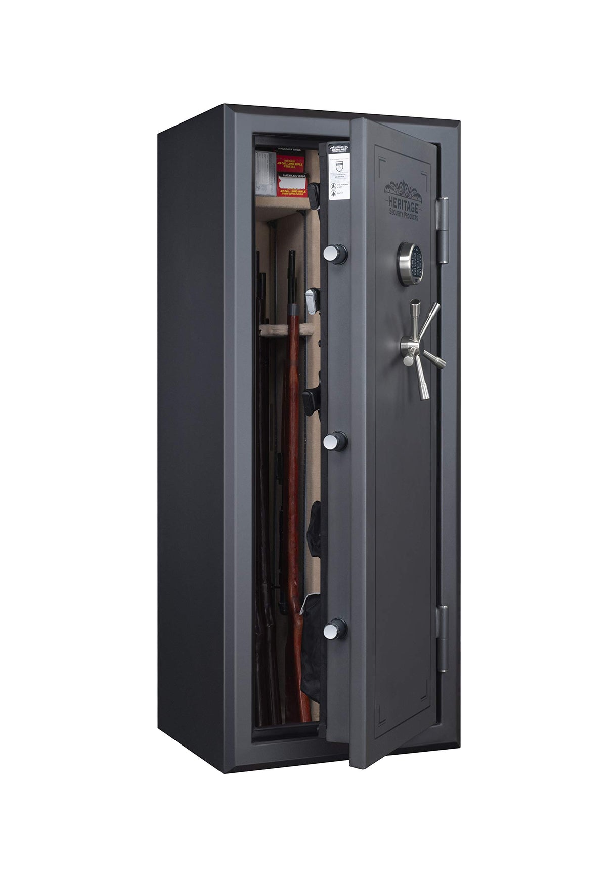 Heritage Security Products 24-Gun Fireproof and Waterproof Safe with Electronic Lock, Dark Silver 24ESSH Heritage Security Products