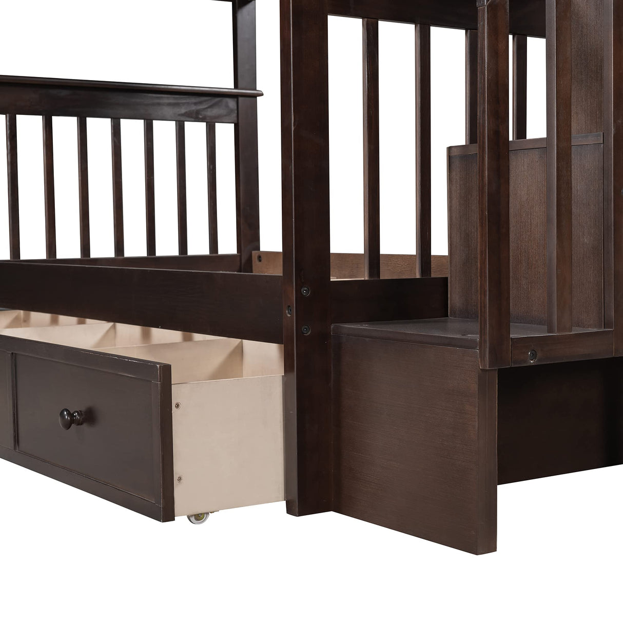 Harper & Bright Designs Twin Over Twin Bunk Bed with Stairs and Guard Rail, Wood Bunk Bed with Storage Drawers Twin Bunk Bed Frame for Bedroom, Dorm, Kids, Teens, Adults (Twin, Espresso) Harper & Bright Designs