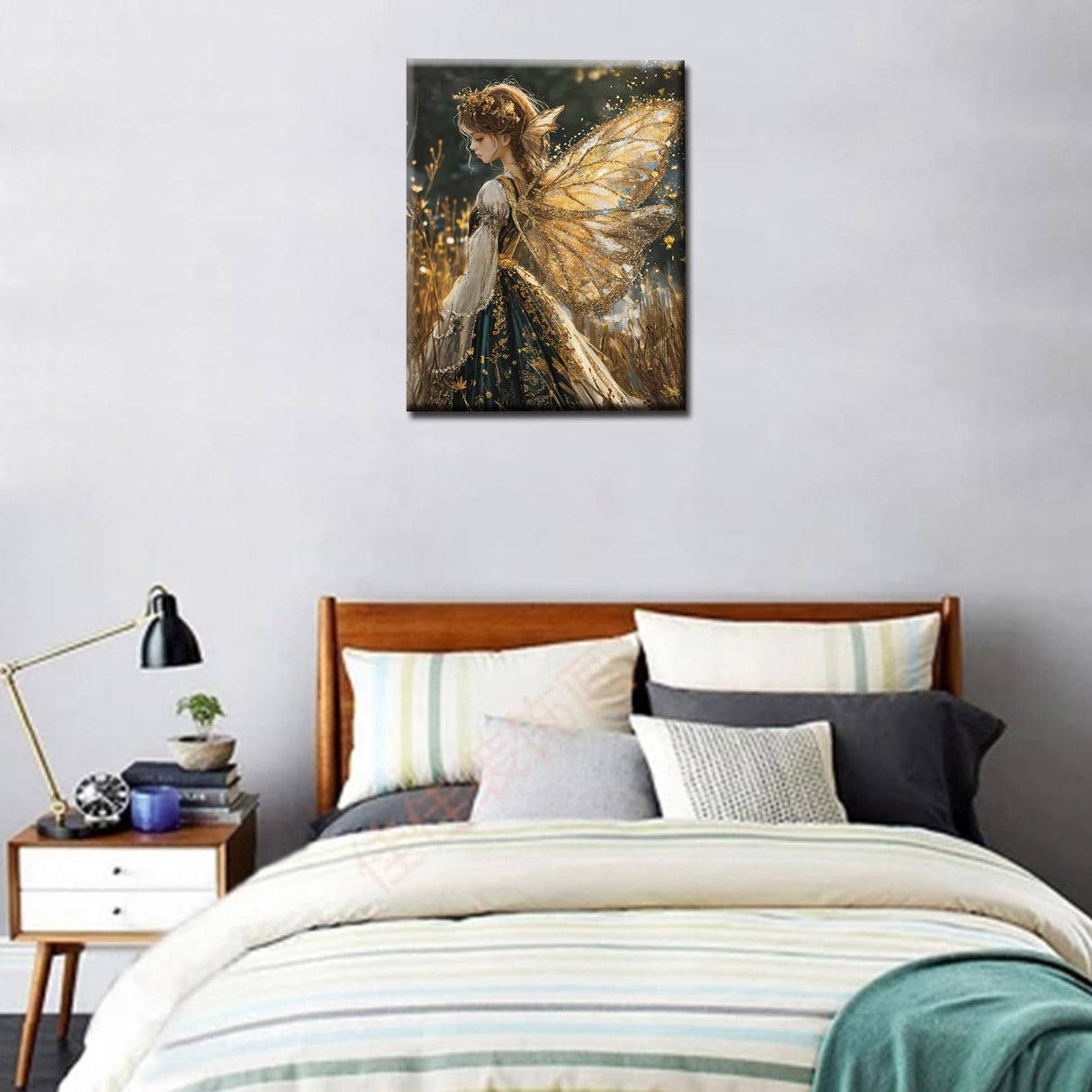 Tucocoo Golden Wings Girl Paint by Numbers Kits 16x20 inch Canvas, Beautiful DIY Oil Painting for Adults with Brushes and Acrylic Pigment, Gothic Fairy Angel Picture for Home Decor (Without Frame) Tucocoo