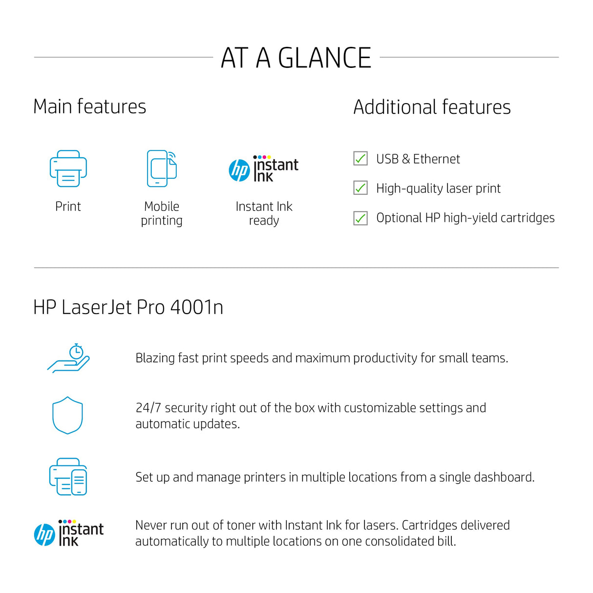 HP LaserJet Pro 4001n Black & White Printer (Renewed) HP