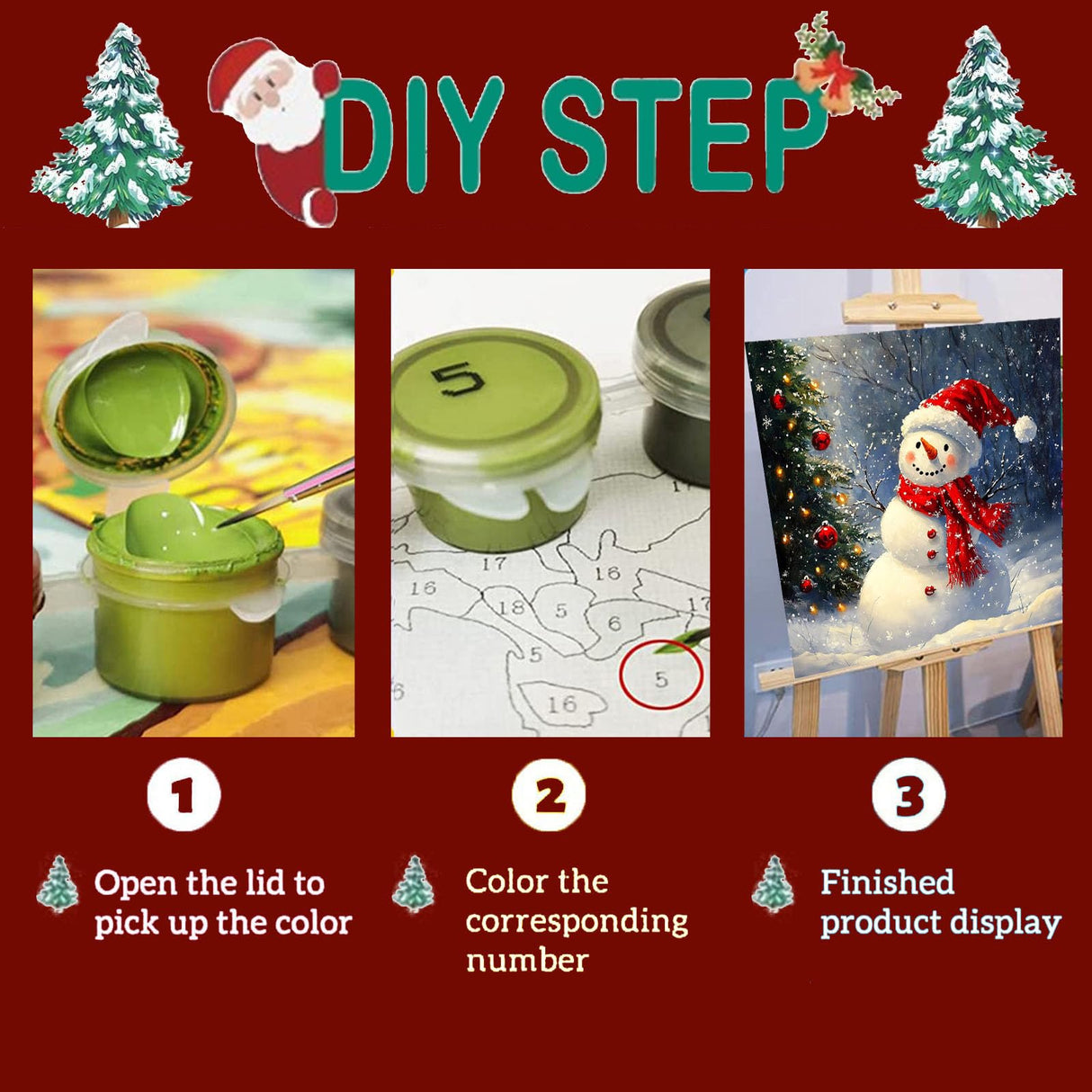 xackcme Snowman Paint by Numbers for Adults, Christmas Paint by Number on Canvas Without Frame, DIY Winter Oil Painting for Gift Home Wall Decor (16x20 inch) xackcme