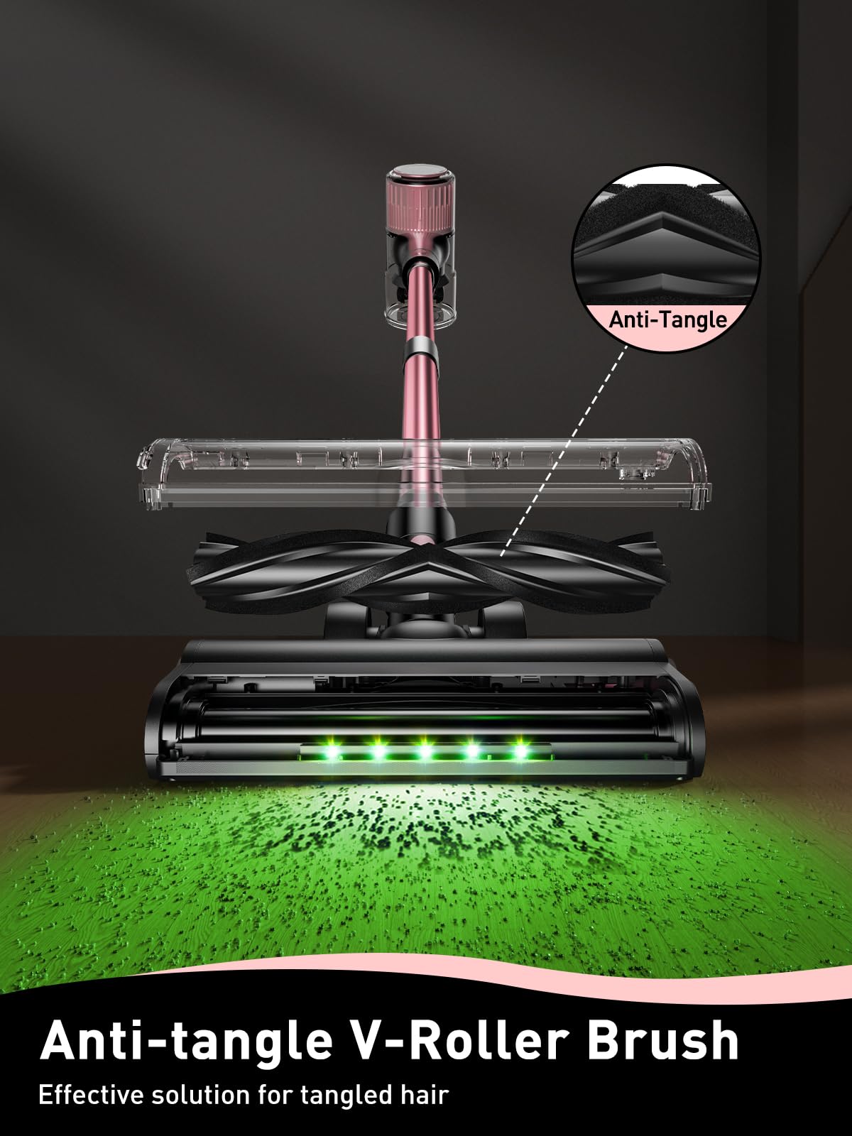 VICEASE Cordless Vacuum Cleaner, 8 in 1 Powerful Suction Lightweight Vacuum Cleaner for Home, LED Display, 3 Suction Modes, 45Mins Detachable Battery Vacuum for Hard Floor Carpet Pet Hair, Pink VICEASE