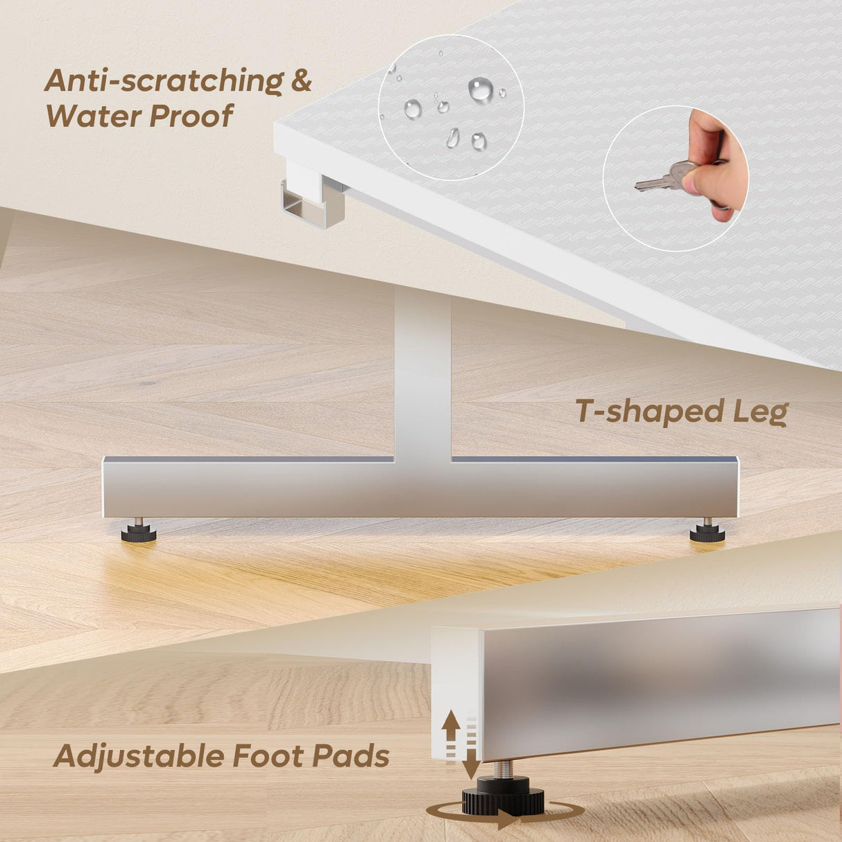 Bestier Small Gaming Desk with Monitor Stand, 42 inch LED Computer Desk, Gamer Workstation with Cup Holder & Headset Hooks, Modern Simple Style Desk for Home Office, Carbon Fiber White Bestier