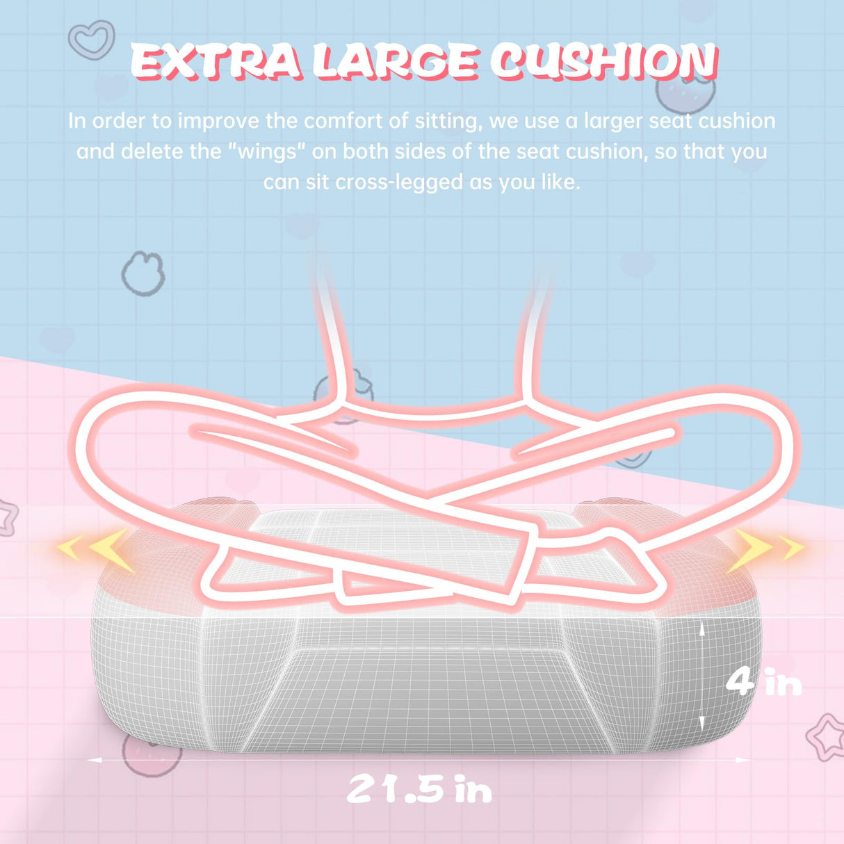 PZDO Pink Gaming Chair, High Back Kawaii Gaming Chair with Footrest & Bunny Ear and Wide Soft Cushion, Gamer Chair Computer Chair for Adults Girls Women, Reclining Chair, Gift, Pink-White PZDO
