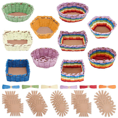 FREEBLOSS 15 Set Basket Weaving Kit Basket Making Kit for Beginners Creative Woven Bowl Raffia Basket Arts and Crafts Projects with Instruction Easter Basket Activities for Easter Eggs