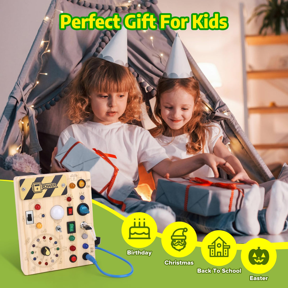 wakeInsa Montessori Busy Board,Montessori Toys for 1-3 Years Old,Baby Sensory Board,Preschool Learning Activities,Wooden Toys for Toddler,Christmas & Birthday Gift for Boys & Girls wakeInsa
