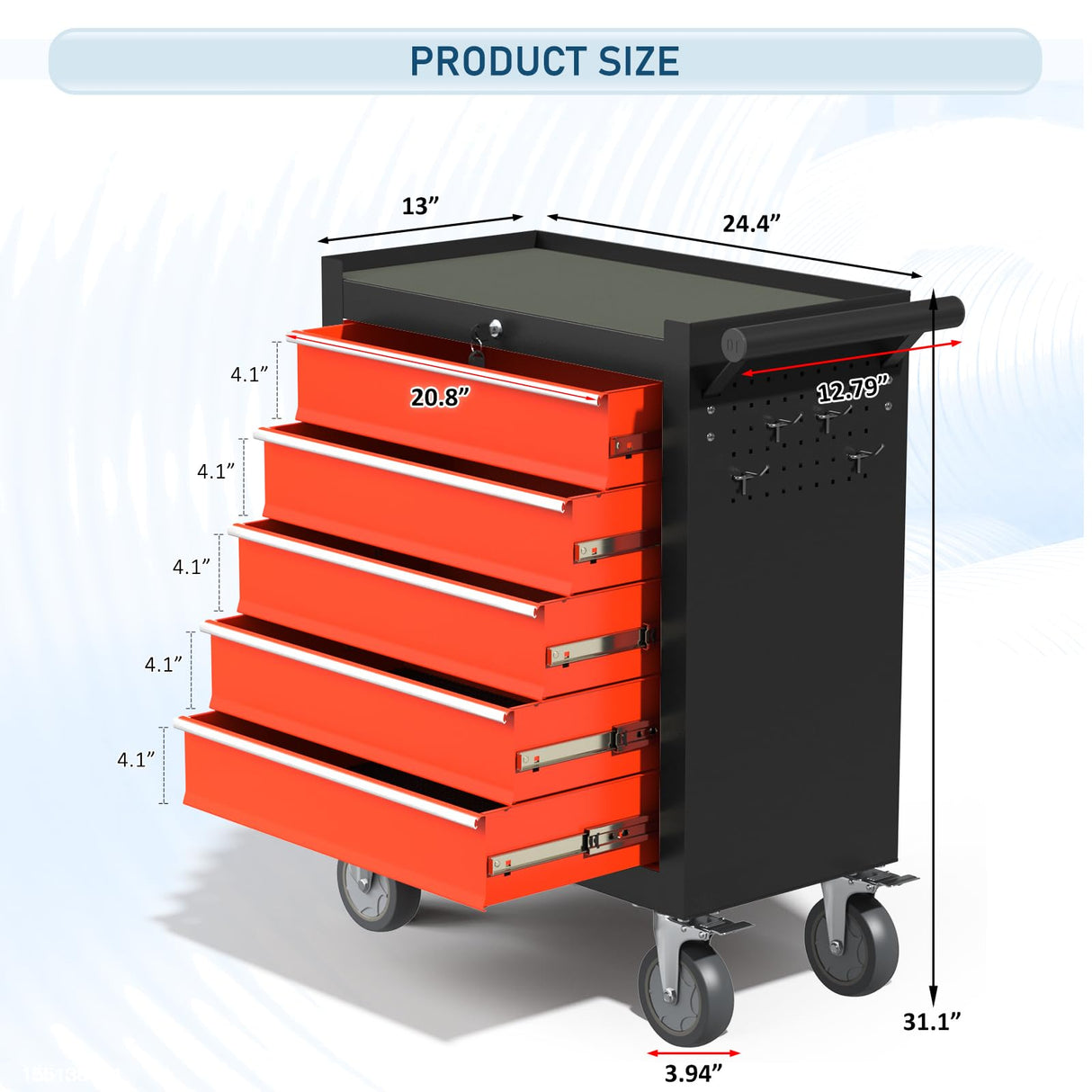 5-Drawers Rolling Tool Chest Tool Box Organizer with Lockable, Metal Rolling Tool Cart Tool Storage Toolbox, Tool Cabinet Rolling Tool Box with Drawers for Garage, Workstation, Workshop, Home Repair CMFYDAILY