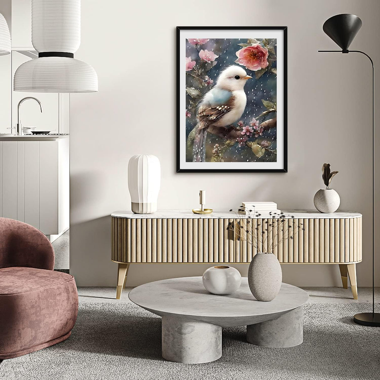 AIBOERL Diamond Painting Kits Bird Flower for Adults, Full Drill Diamond Dots Paintings for Beginners, Round 5D Paint with Diamonds Pictures Gem Art Kits for Home Wall Decor (11.8 * 15.8 inch) AIBOERL