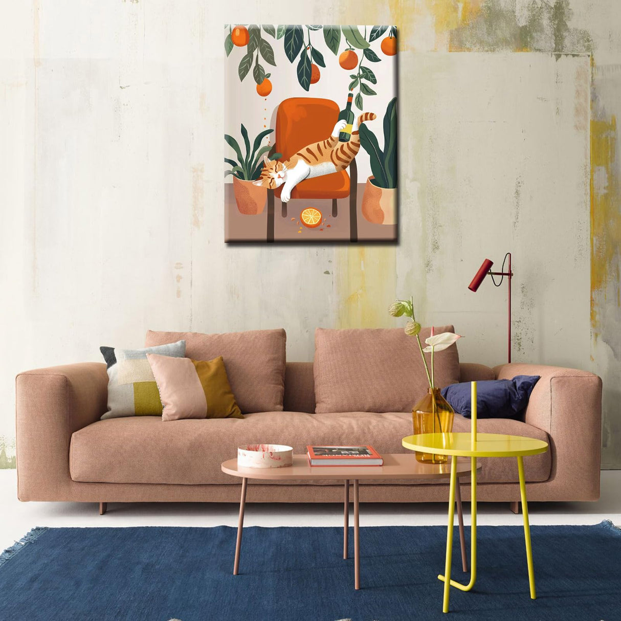 Animal Cats Paint by Numbers for Adults Beginner Wildlife Hold The Wine Bottle Oil Painting Kit on Canvas with Brushes Acrylic Pigment Tropical Monsterat Paintwork Home Decor 16x20In (Frameless) Tucocoo