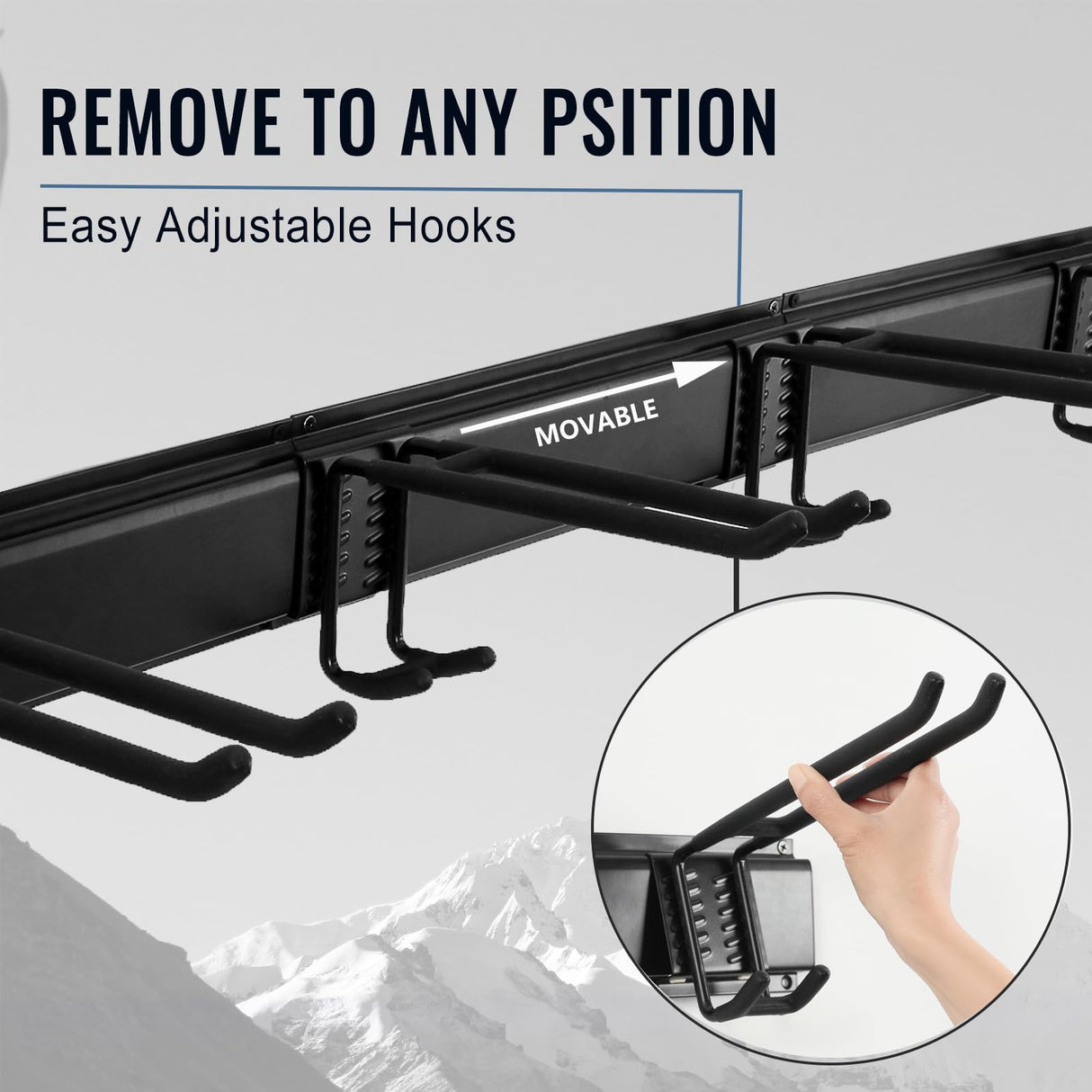 Aking Ace Wall Mount Tool Storage Rack, Heavy Duty Garage Storage Tool Organizer, Garden Tool Wall Hooks and Hangers, Hold Up to 350lbs Black Aking Ace