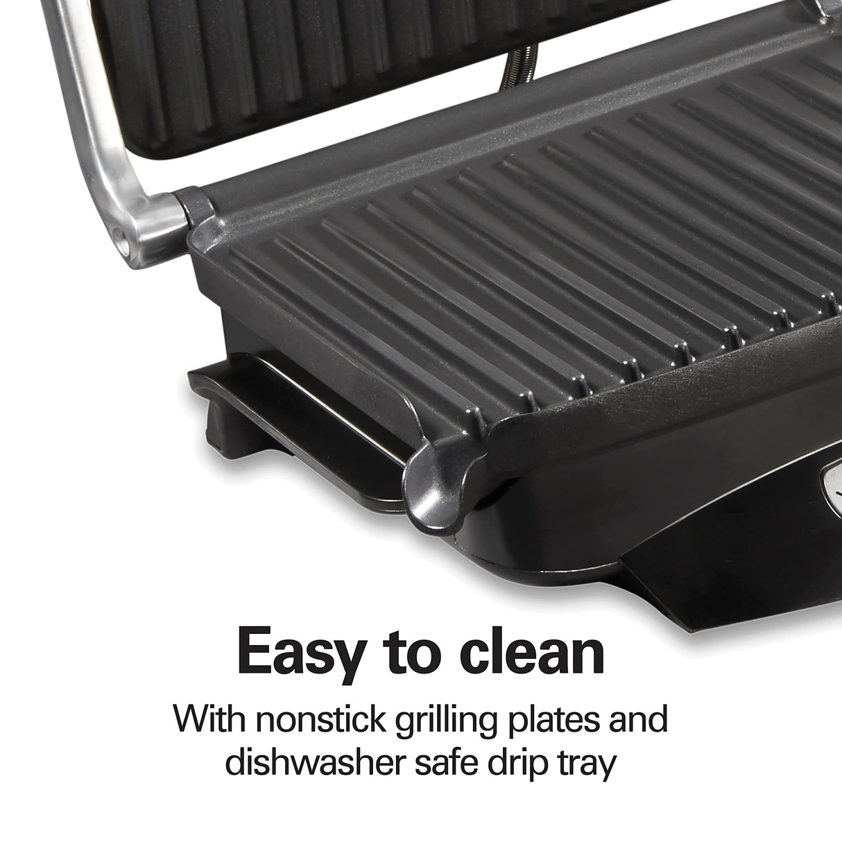 Hamilton Beach Steak Lover's Electric Indoor Searing Grill, Nonstick 100 Square, Stainless Steel (25331), Black and Stainless, Medium Hamilton Beach