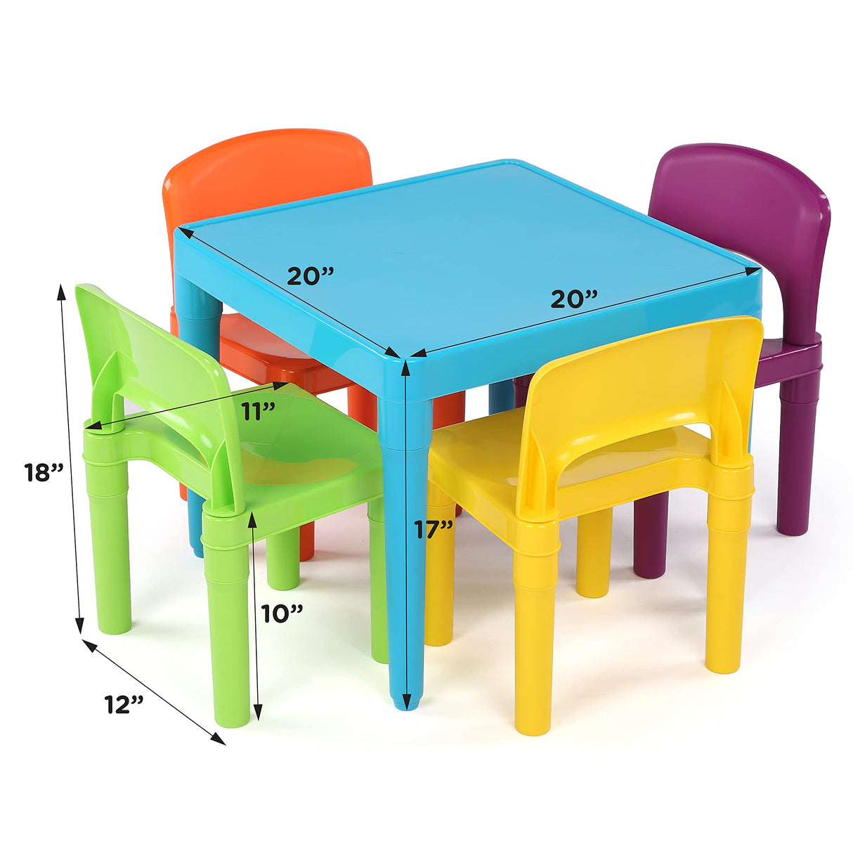 Humble Crew Kids Table and 4 Chair Set, Blue Table with Chairs - Sturdy Toddler Activity Table for Playtime, Arts, Crafts, Reading, and More - 5-Piece Children’s Furniture for Daycare Playroom Humble Crew