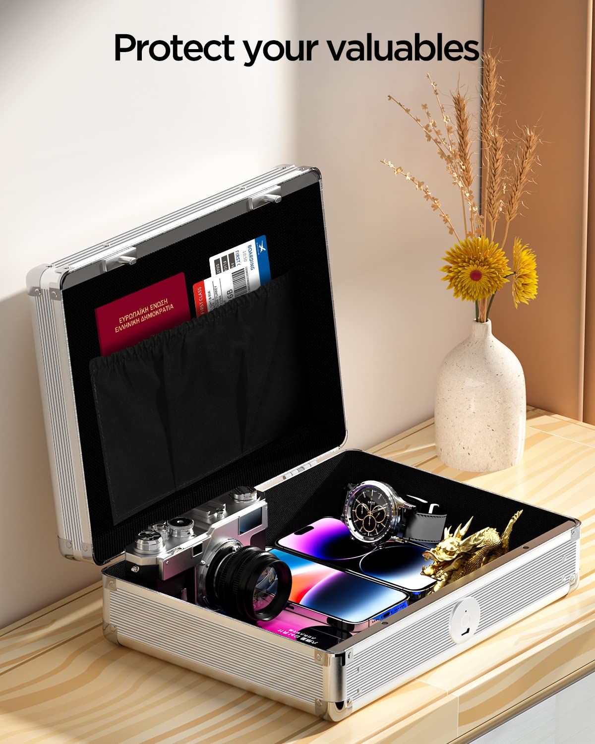 AICase Gun Safe for Pistols,Quick-Access Pistol Safe for Multiple Handguns with Biometric Fingerprint Lock/Morse Code, Smart Handgun Safe Gun Lock Box for Home Bedside Nightstand Car_1 AICase