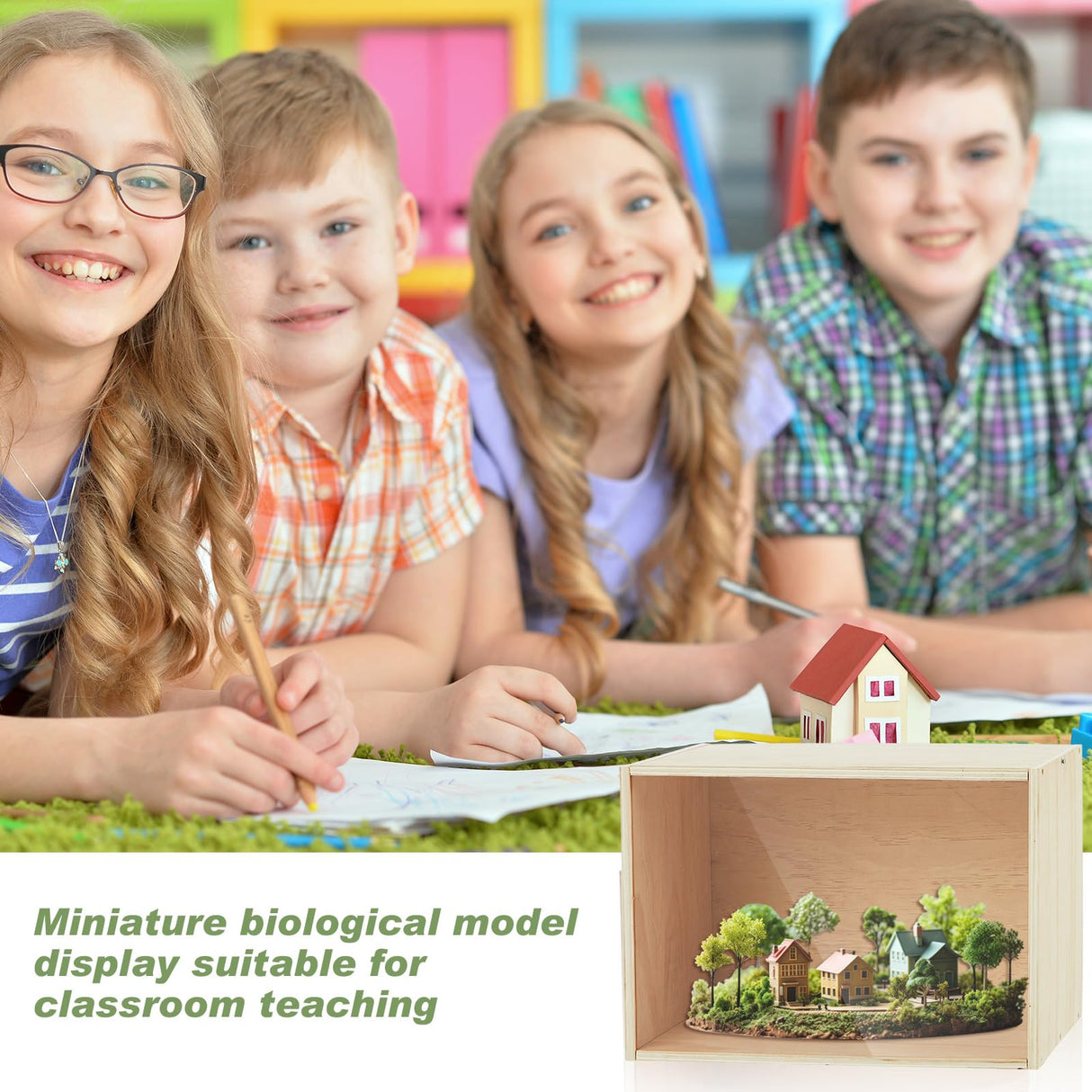 Cinnvoice Diorama Box Unfinished Large Display Box Wooden Display Cases for Collectibles 15.7'' x 11'' x 11'' with Transparent Lid Desktop Wood Storage Container for Dolls Dollhouse Miniature Figures Cinnvoice