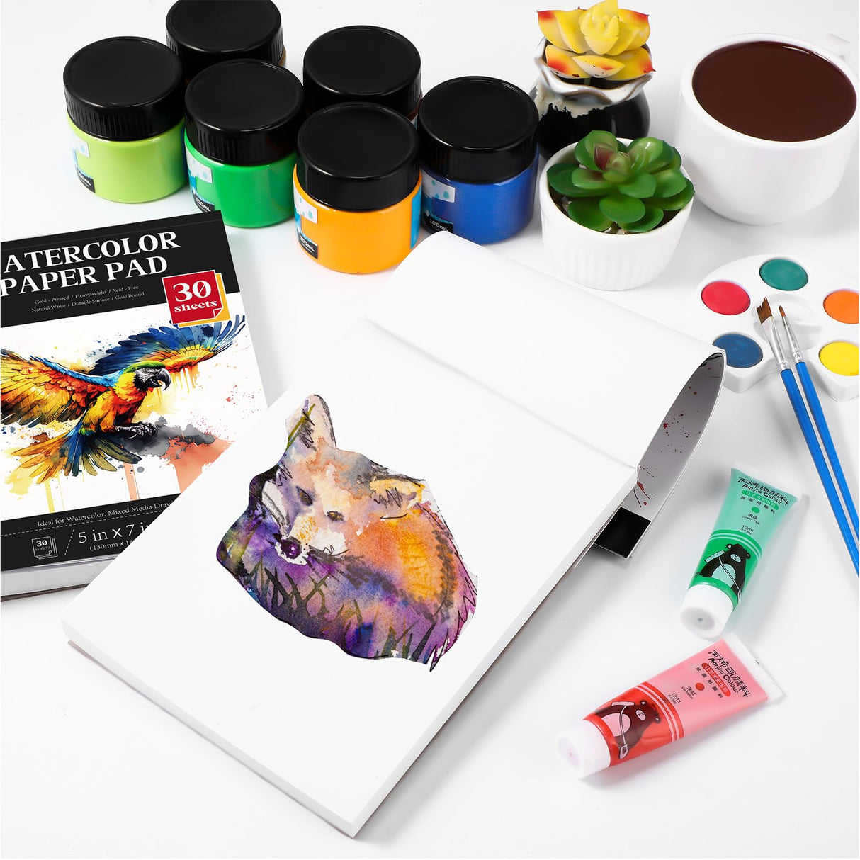 Harloon 3 Pcs Watercolor Paper Pads Cold Press Paper 90 Sheets (140lb/ 300gsm) Watercolor Paint Paper for Artist Adults Kids Students Beginning(5 x 7 Inches) Harloon