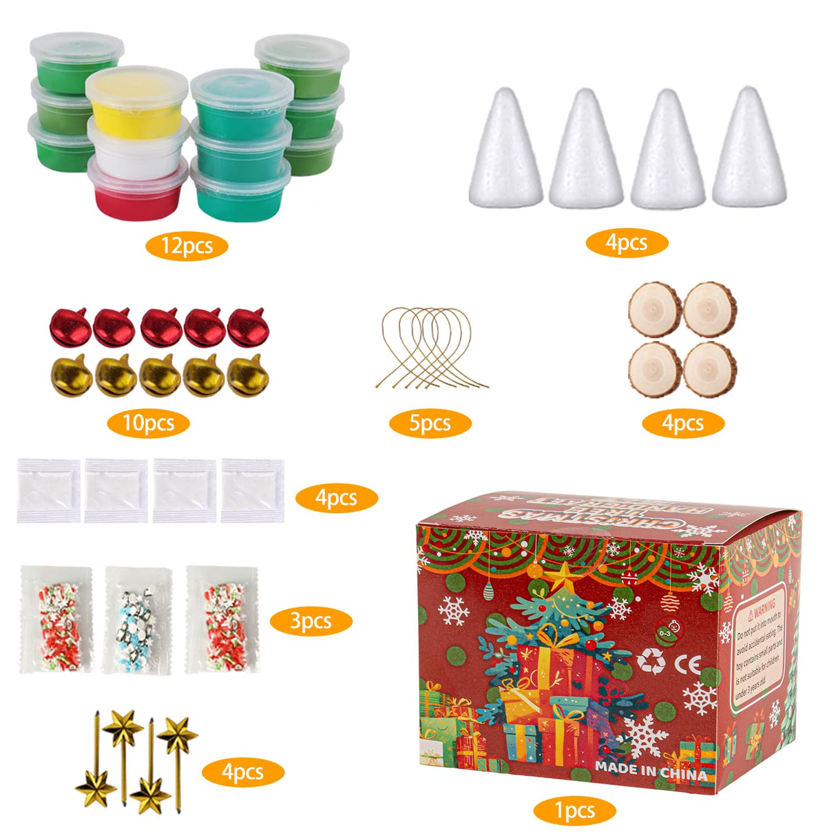 12Pack Christmas Trees DIY Crafts Kit - Air Dry Clay Christmas Crafts for Kids - Creative Air Dry Clay Modeling Indoor Decorations - Kids Christmas Trees Crafts Gift for School Winter Party Fun LULEEYANG