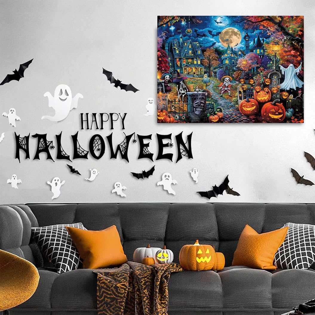 WEMEON Halloween Paint by Numbers Kit for Adults- Halloween Paint by Numbers Kit for Adults Beginner, Adult Paintting by Number Kits on Canvas Arts Crafts for Adult(16 x 20 Inch) WEMEON