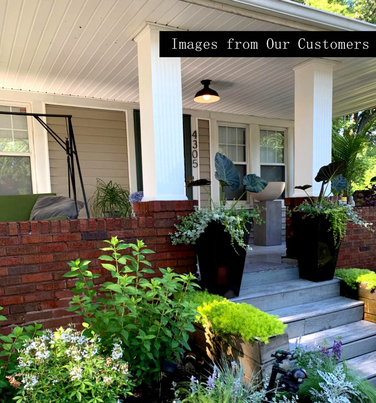 HMVPL Semi Flush Mount Ceiling Light Fixture, Farmhouse Light Fixtures, Black Outdoor Close to Ceiling Light for Porch, Entryway, Hallway, Foyer, and Gazebo HMVPL