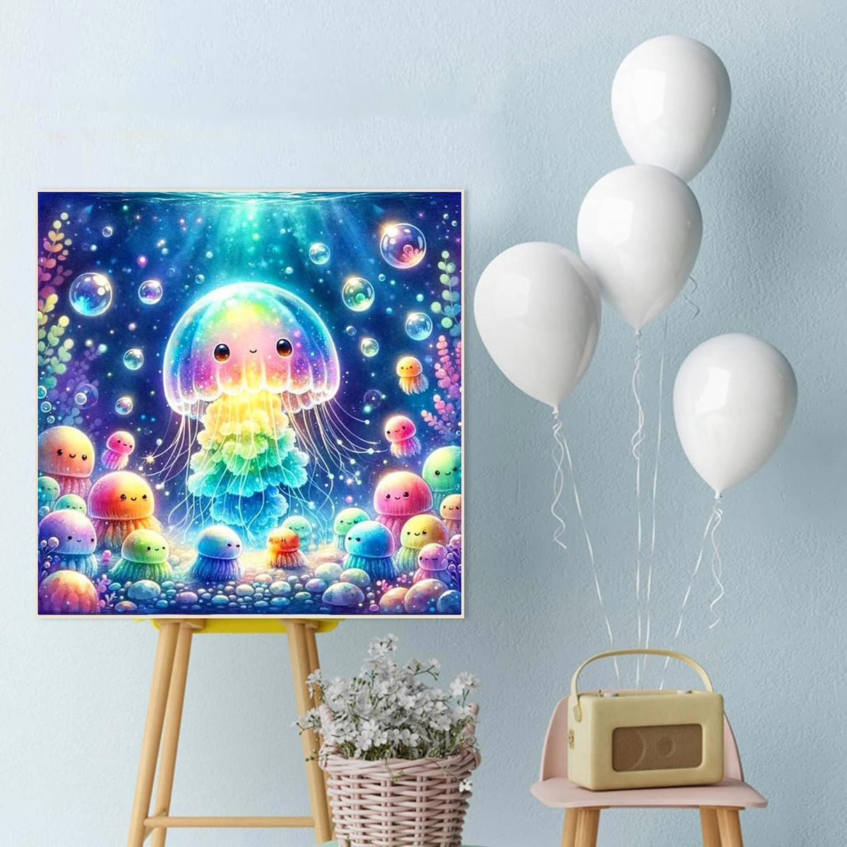 Diamond Painting Kits,5D Diamond Art Kits Full Drill Diamond Painting Kits for Adults Kids Beginner,DIY Diamond Painting Kits Perfect for Home Wall Decor Gifts Jellyfish 13.8x13.8inch PJOESL