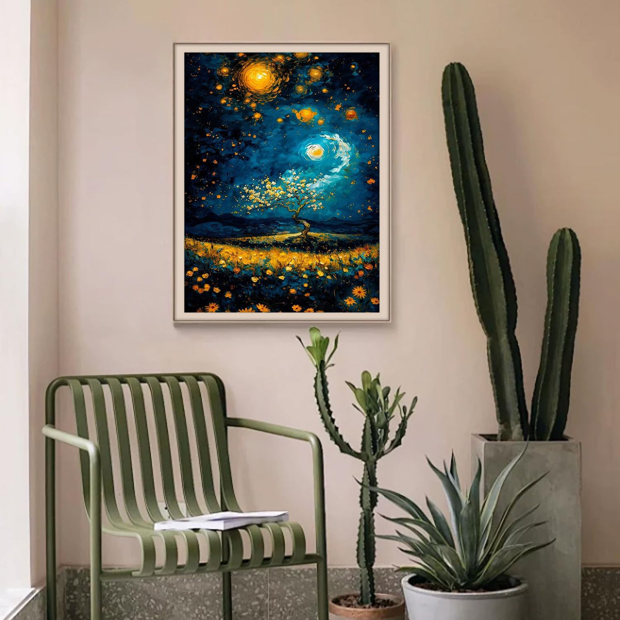 HITIRECOVI Starry Night Adult Paint by Number Kits on Canvas,Paint by Numbers Adults,Moon Paint by Number Canvas for Adults,DlY Acrylic Paint by Numbers Kits for Gifts Home Wall Decor 16x20inch HITIRECOVI