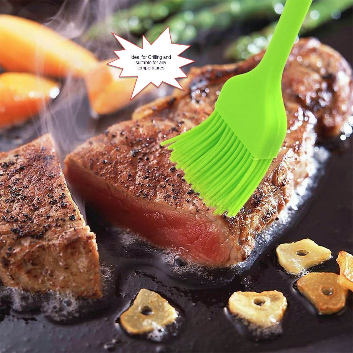 SILCONY 8.4" Silicone Basting Pastry Brush - Perfect for Oil Butter Spread, Marinades, Baste, BBQ, Grill, Cooking - BPA Free, Food Grade Material, Dishwasher Safe (3, 8.4 Inches) Silcony