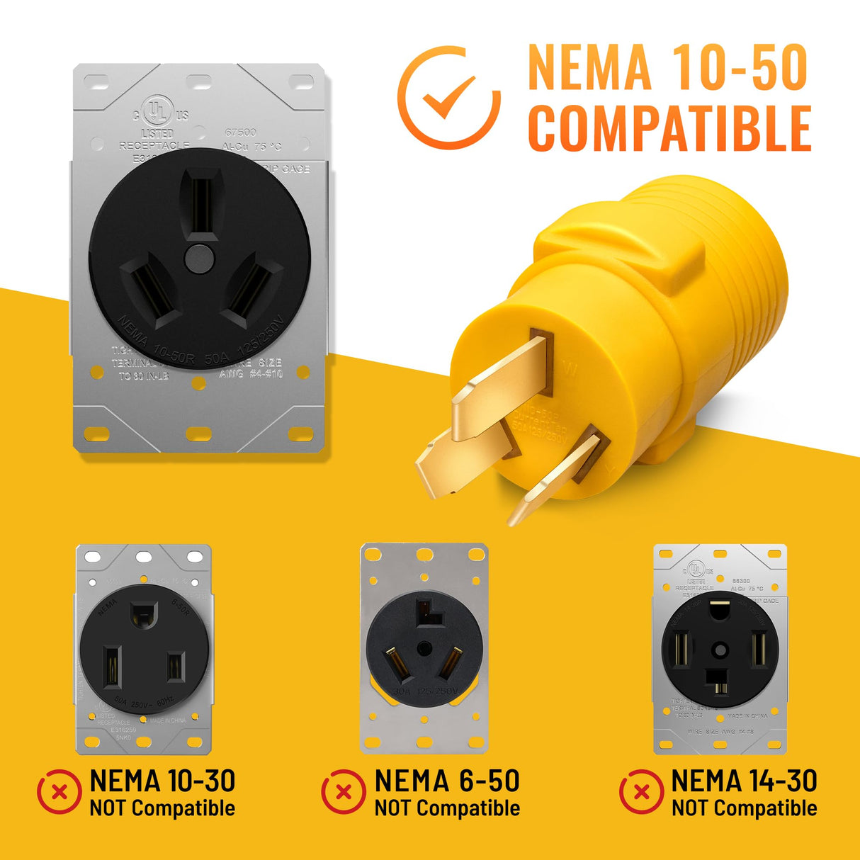 MECMO NEMA 10-50P to 14-50R EV Charger Adapter, 240V 50Amp 3 Prong Plug to 4 Prong EV Charger, 50A Stove Oven Range to EV Generator Adapter 220/250V for Level 2 EV Charging Tesla Power Cord Adaptor MECMO