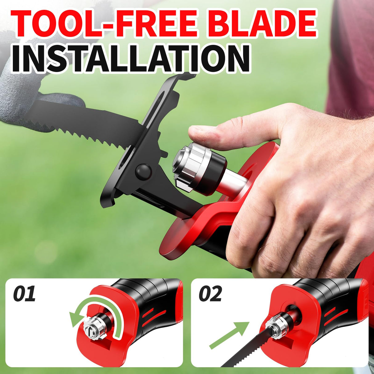 FULLYEA Reciprocating Saw Cordless, Brushless Reciprocating Saw 0-3500 SPM, Cordless Saw with 2 * 2.0Ah Battery & 4 Saw Blades, Battery Powered Reciprocating Saw for Wood/Metal/Plastic Cutting FULLYEA