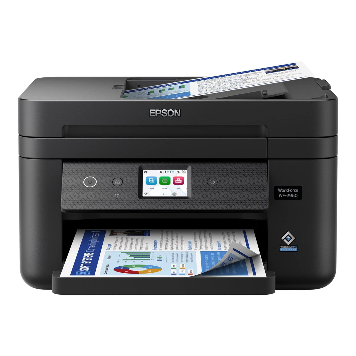 Epson Workforce WF-2960 Wireless All-in-One Printer with Scan, Copy, Fax, Auto Document Feeder, Automatic 2-Sided Printing, 2.4" Touchscreen Display, 150-Sheet Paper Tray and Ethernet,Black Epson