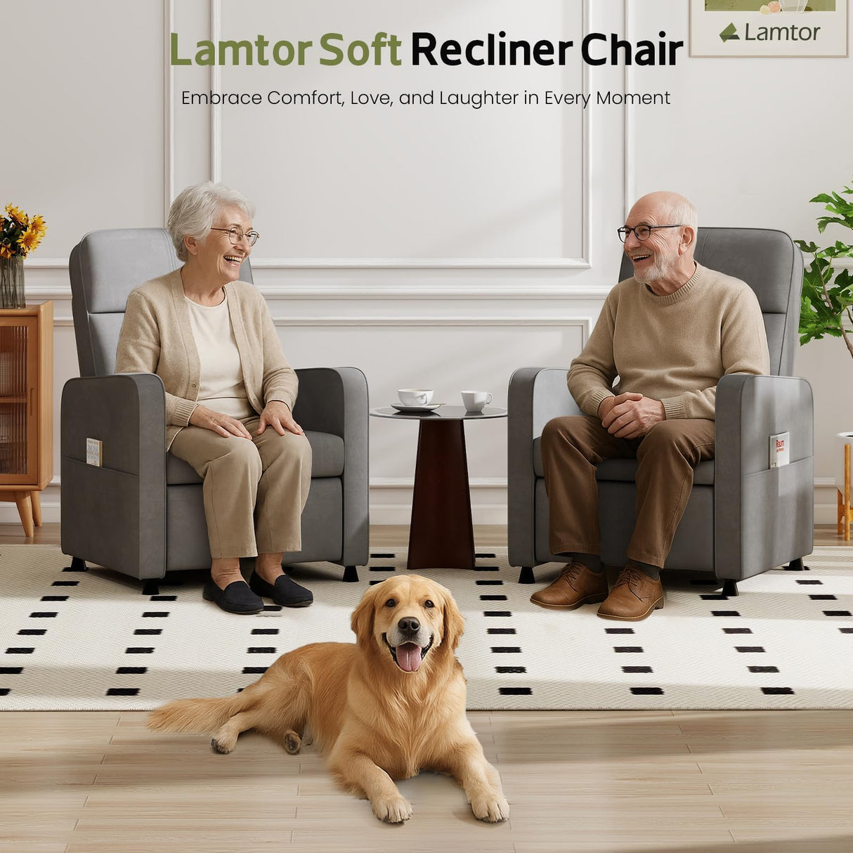 Lamtor Power Lift Recliner Chair - Cat Scratch Proof Electric Recliner for Small Spaces, Pet-Friendly Plush Fleece, Remote-Control Lift Chair with Side Pockets and Footrest, Grey Lamtor
