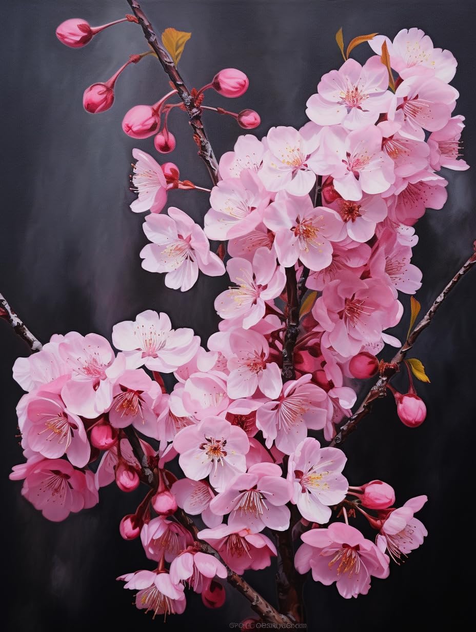 Japanese Cherry Blossom 5D Adult Diamond Art,DIY Diamond Art Painting Kit for Decor Canvas 11.7x15.7inch/30x40cm Generic