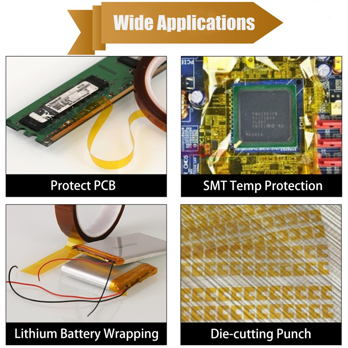 SMOTOT Heat Tape Adhesive Heat Resistant Transfer High Temperature Tape Heat Vinyl Thermal Sublimation Press Tape No Residue for Electronics Soldering Circuit Board (10mm 108ft 3Rolls) SMOTOT